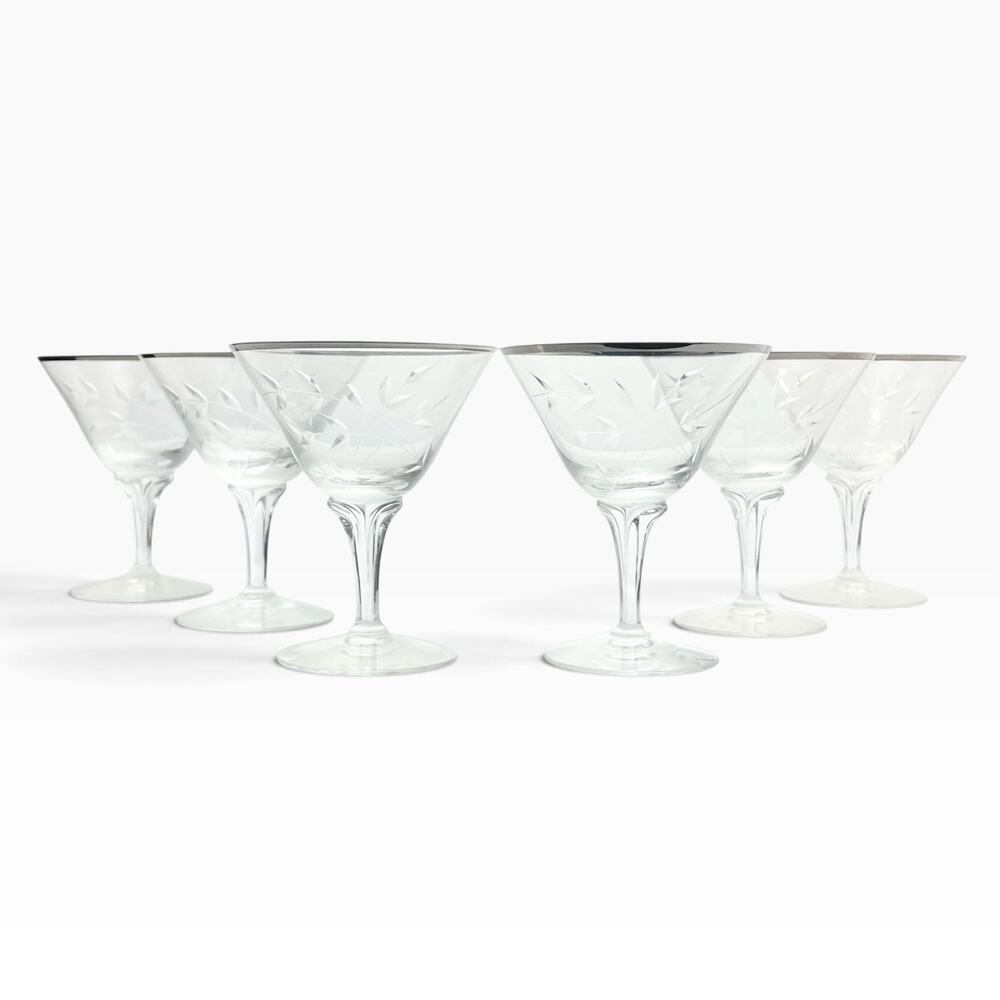 Fostoria “Bridal Belle” Set of 6 Coupe Champagne Glasses 5” 8oz Signed